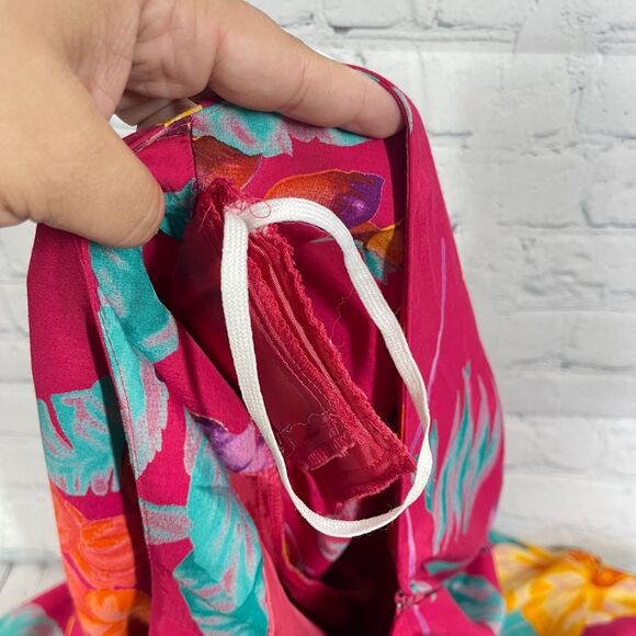 Vintage Hawaiian Midi Dress Womens  Plus 18W Hot Pink Floral Tropical Beach - Picture 7 of 13